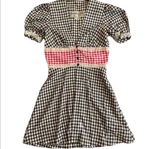 Vintage brown and red plaid dress